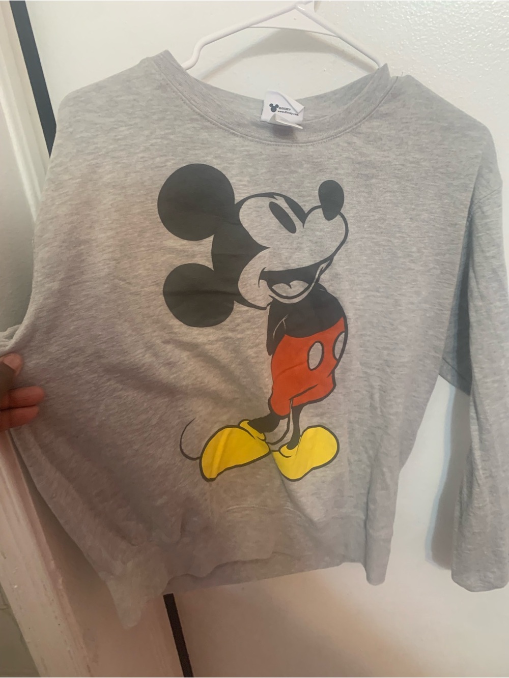 Disney Grey Long-Sleeve Mickey Mouse Tee with Red & Yellow Accents